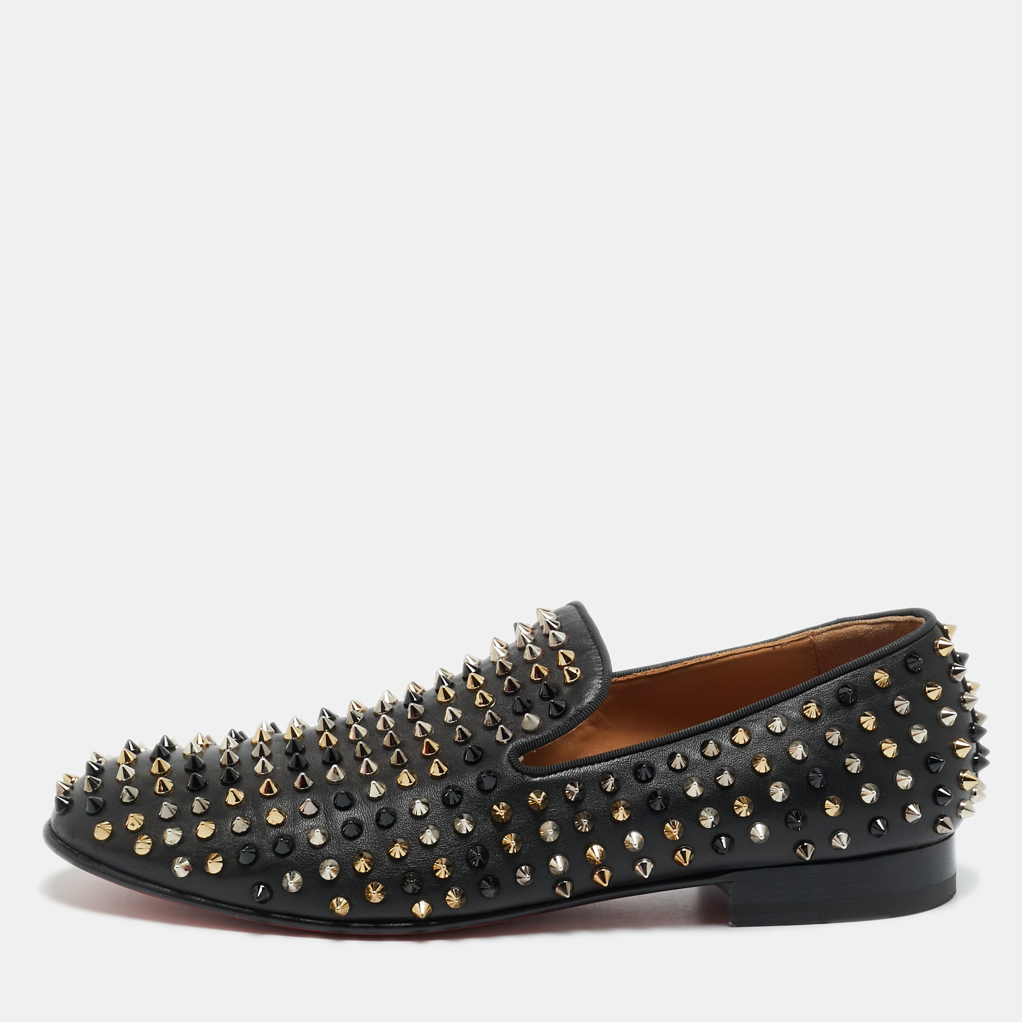 

Christian Louboutin Dandelion Spikes Size  Black Leather Smoking Slippers