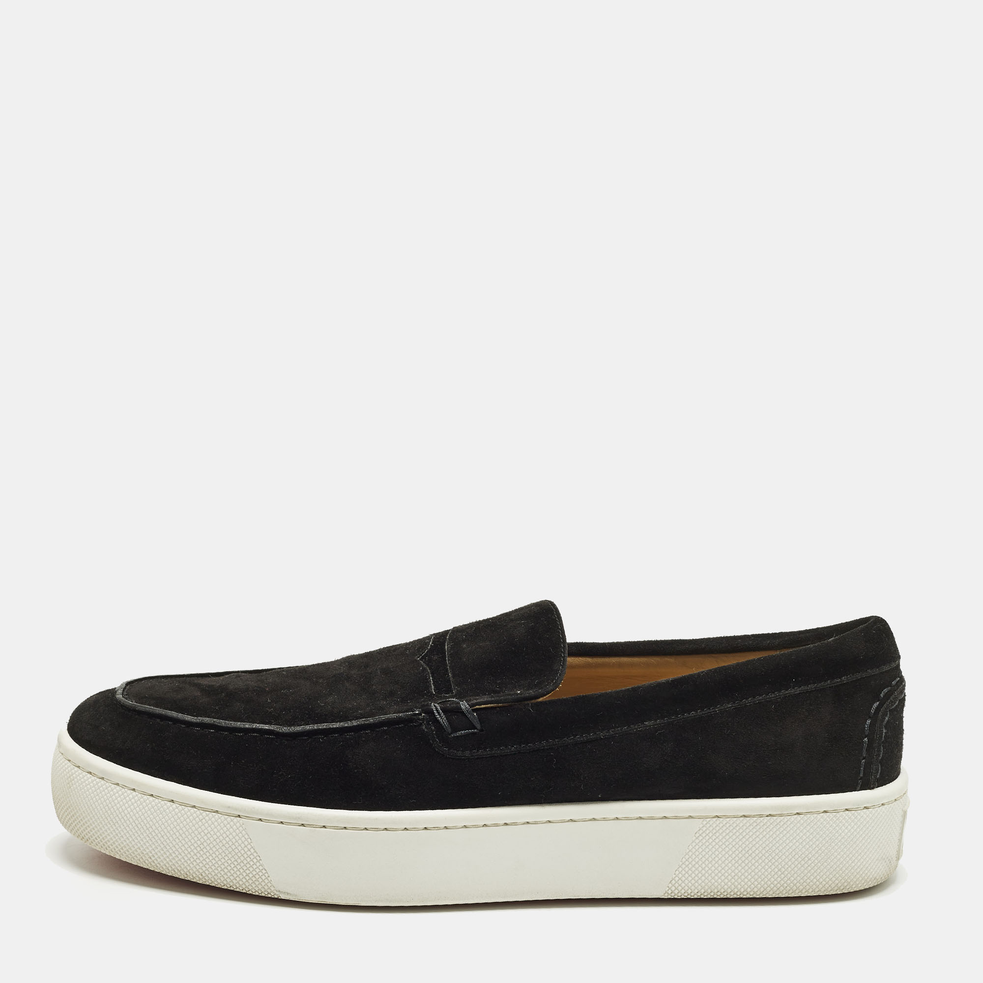 

Christian Louboutin Paqueboat Size  Black Suede Slip On Loafer Sneakers