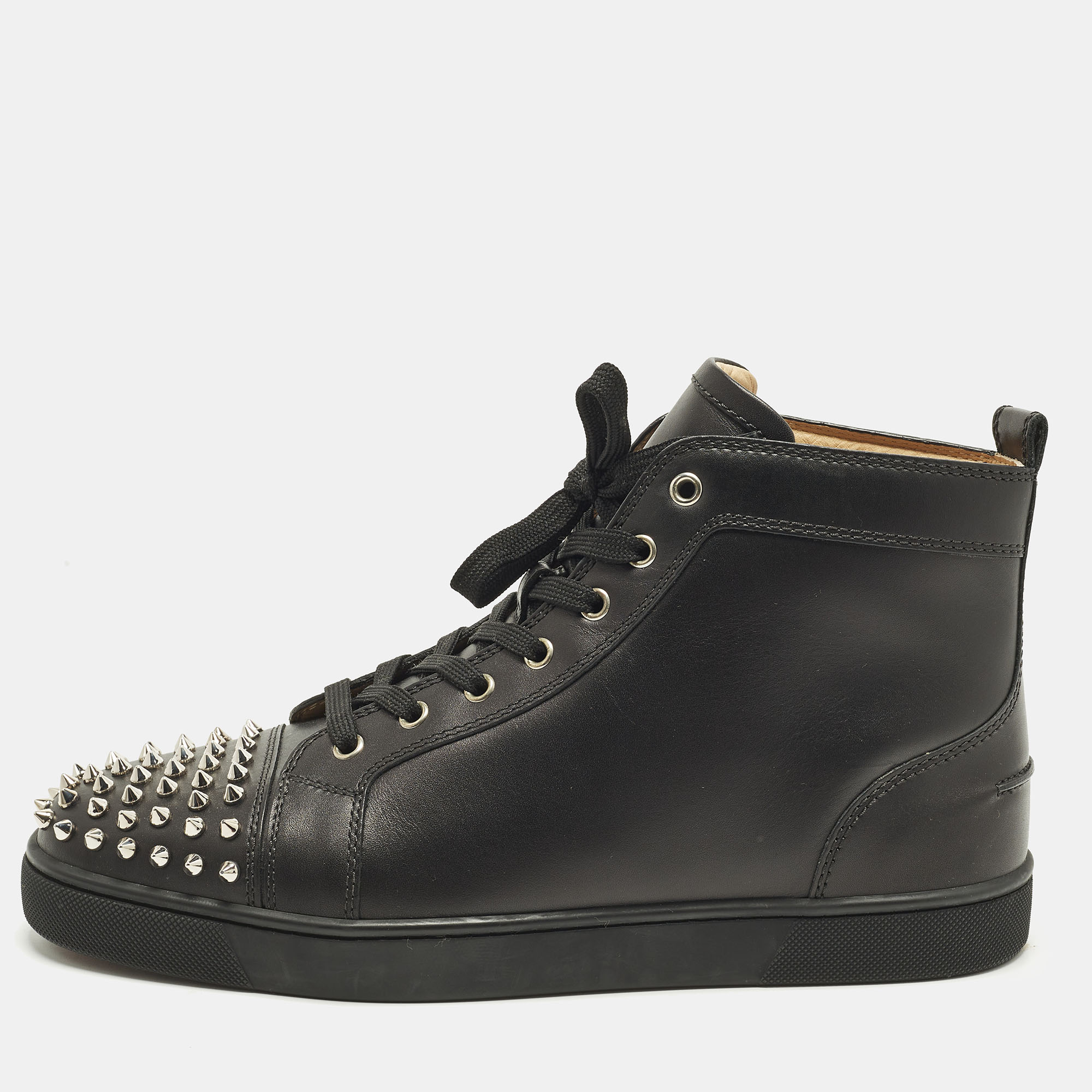

Christian Louboutin Lou Spikes Size  Black Leather High Top Sneakers
