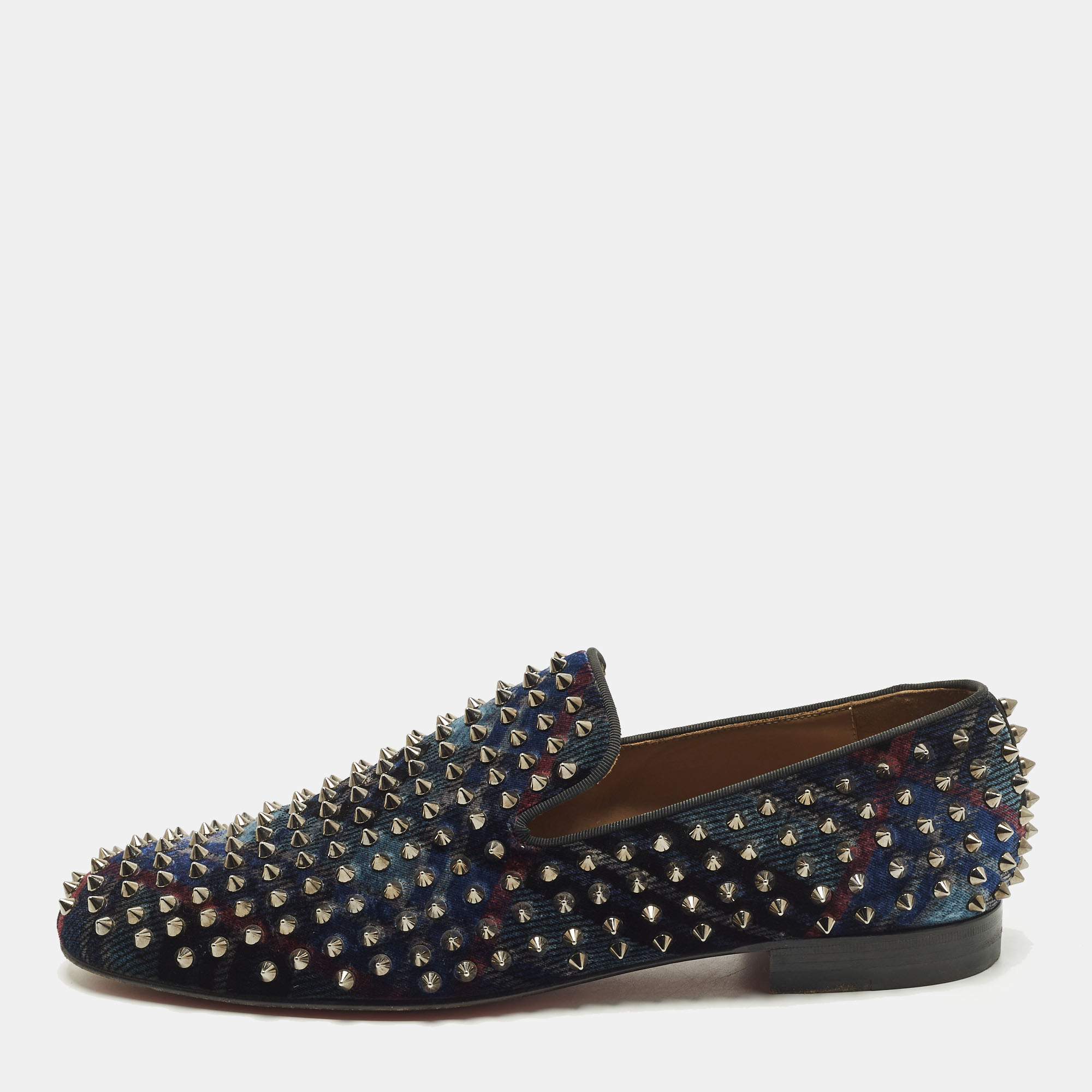 

Christian Louboutin Dandelion Spikes Size  Black Velvet Smoking Slippers