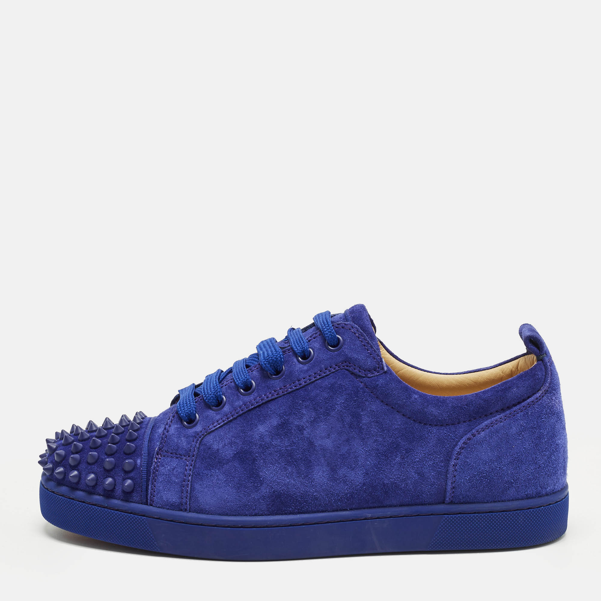 

Christian Louboutin Louis Junior Spikes Size  Navy Blue Suede Low Top Sneakers