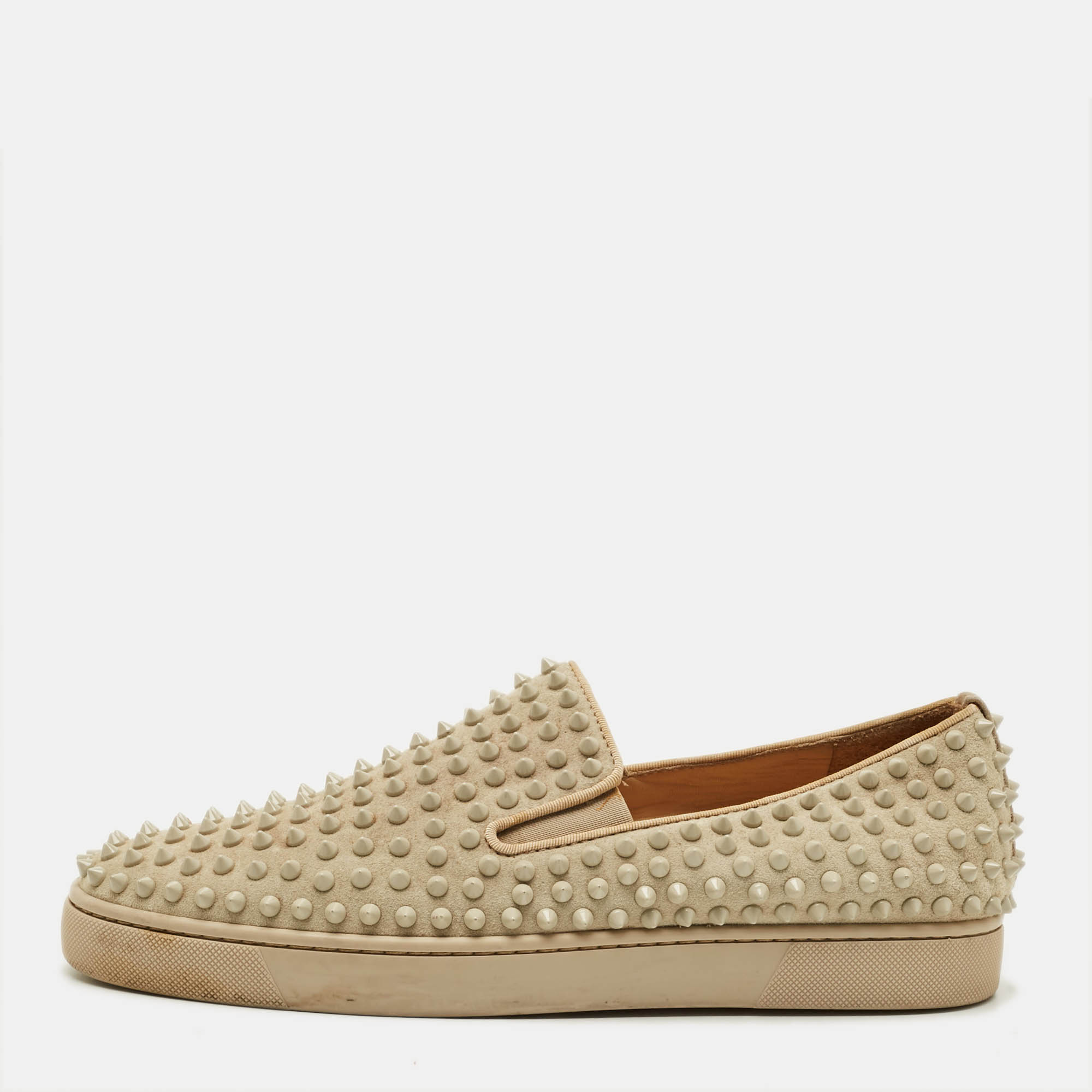 

Christian Louboutin Dandelion Spikes Size  Grey Suede Slip On Sneakers