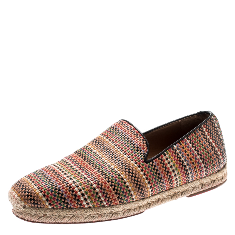 Christian Louboutin Multicolor Woven Leather Relax Espadrilles Size 41