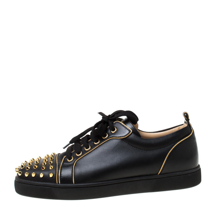 

Christian Louboutin Black Leather Rush Spike Lace Up Sneakers Size