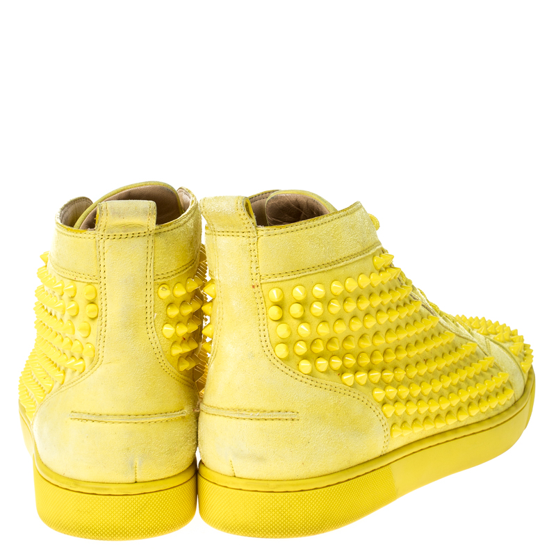 Christian Louboutin Canary Yellow Suede Louis Spike High Top Sneakers Size 42 Christian Louboutin TLC