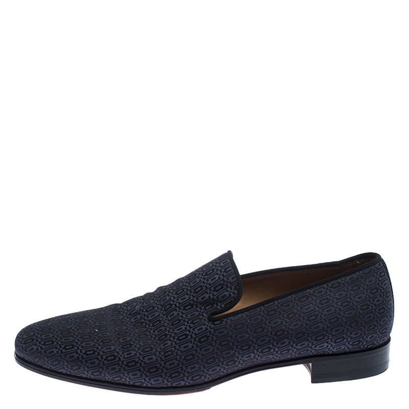 

Christian Louboutin Navy Blue/Blue Textured Fabric Loafers Size