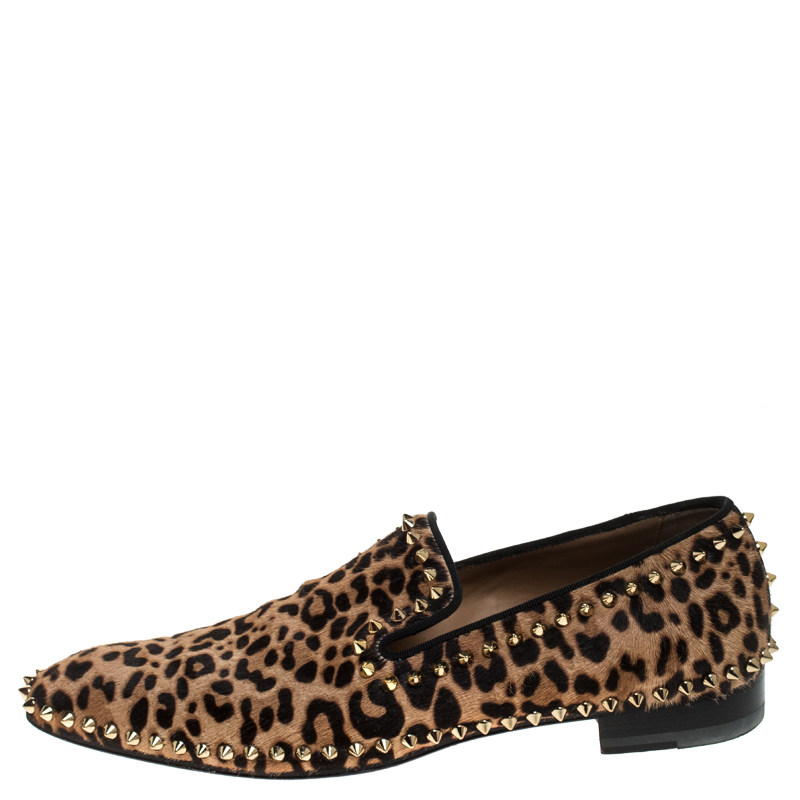 Christian Louboutin Leopard Print Calf Hair Spike Slip-On Size 42 ...