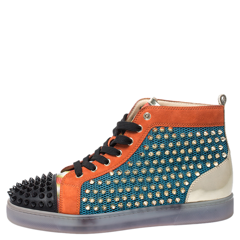 

Christian Louboutin Multicolor Mesh, Suede And Leather Lou Spikes Orlato Sneakers Size