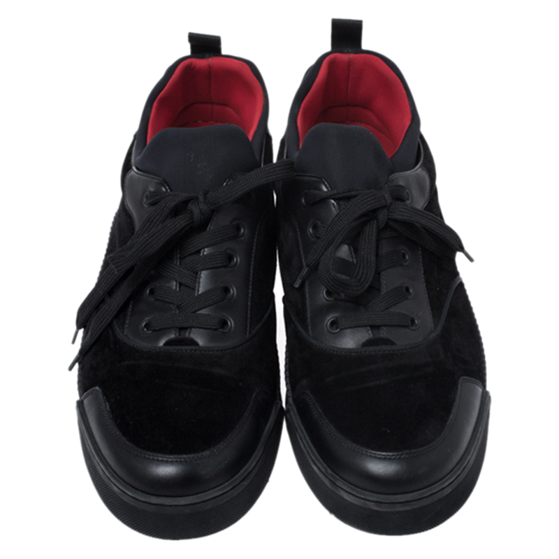 Christian Louboutin Aurelian Flat Black Canvas Sneakers Men Shoes Size  48=15 US