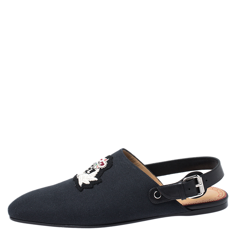 

Christian Louboutin Blue/Black Canvas And Leather Oliveira Flats Size