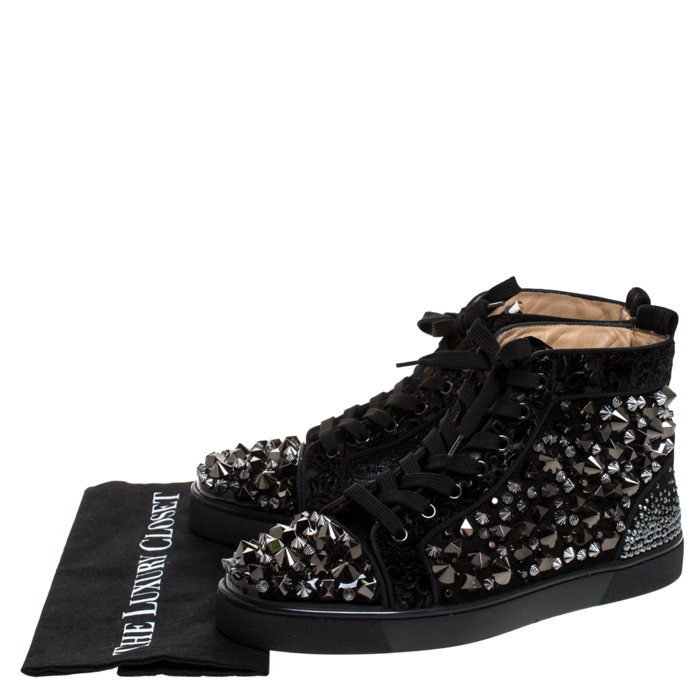 Christian Louboutin Black Suede, Patent Leather And Velvet Embellished ...