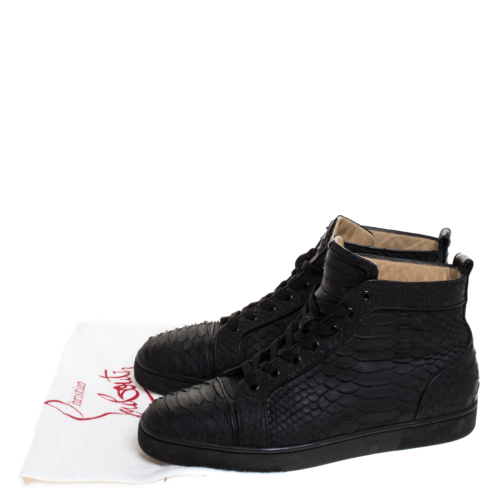 fad trompet Forfølgelse Christian Louboutin Black Python Leather Rantus Orlato High Top Sneakers  Size 42.5 Christian Louboutin | TLC