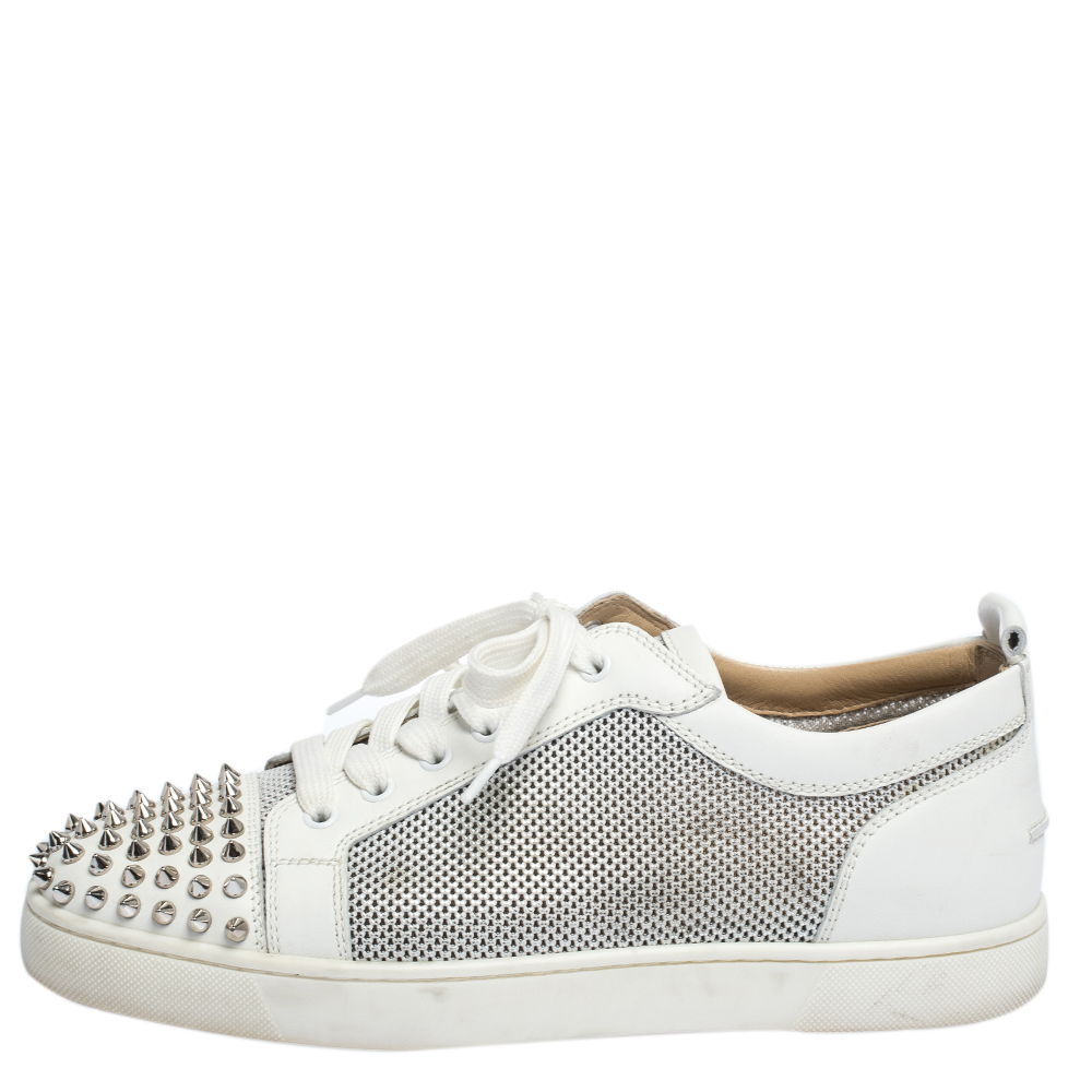 

Christian Louboutin White Leather And Mesh Louis Junior Spikes Sneakers Size