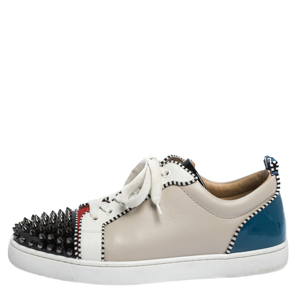 

Christian Louboutin Multicolor Patent And Leather Seavaste Spiked Low-top Sneakers Size