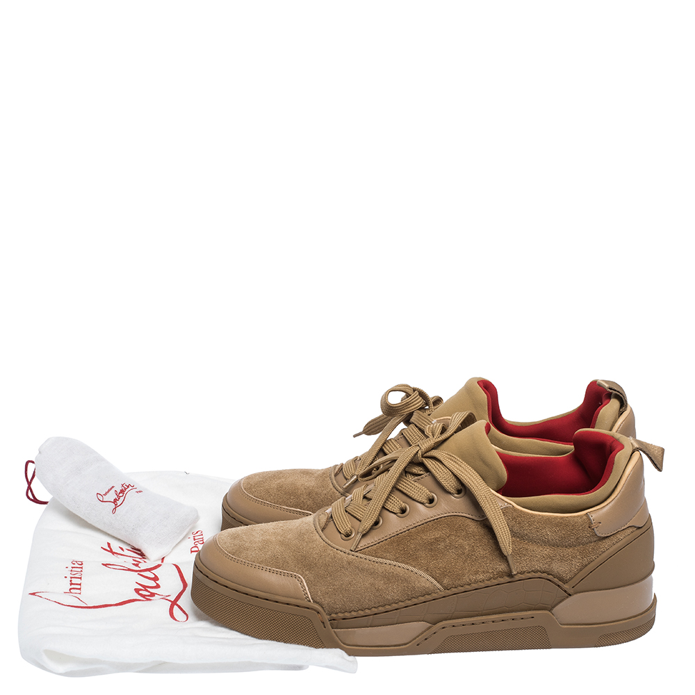 Christian Louboutin Beige Leather, Suede and Fabric Aurelien Sneakers Size  42.5 Christian Louboutin