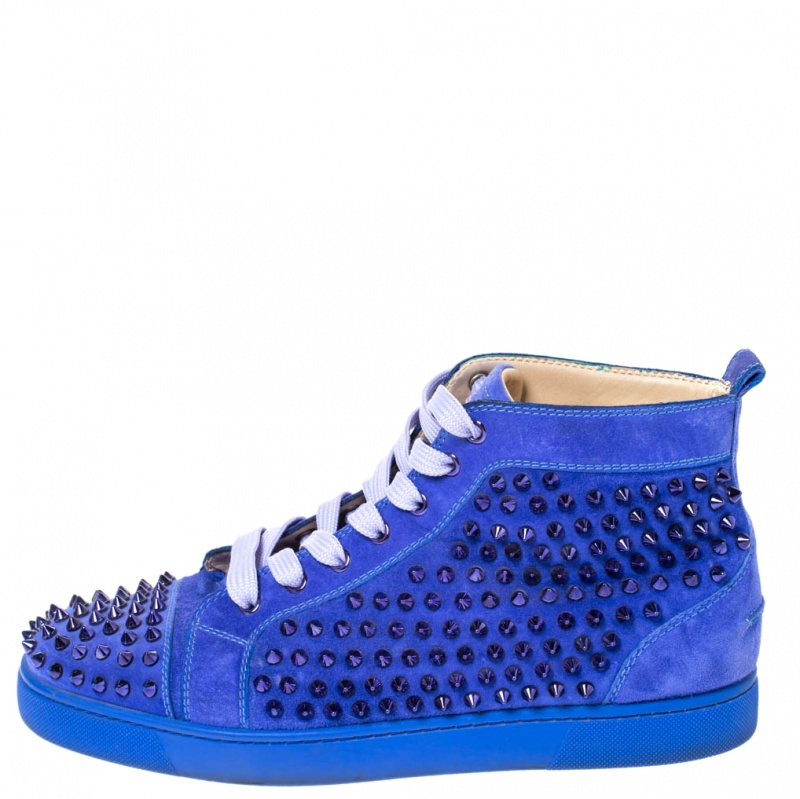 

Christian Louboutin Blue Suede Louis Spikes High Top Sneakers Size