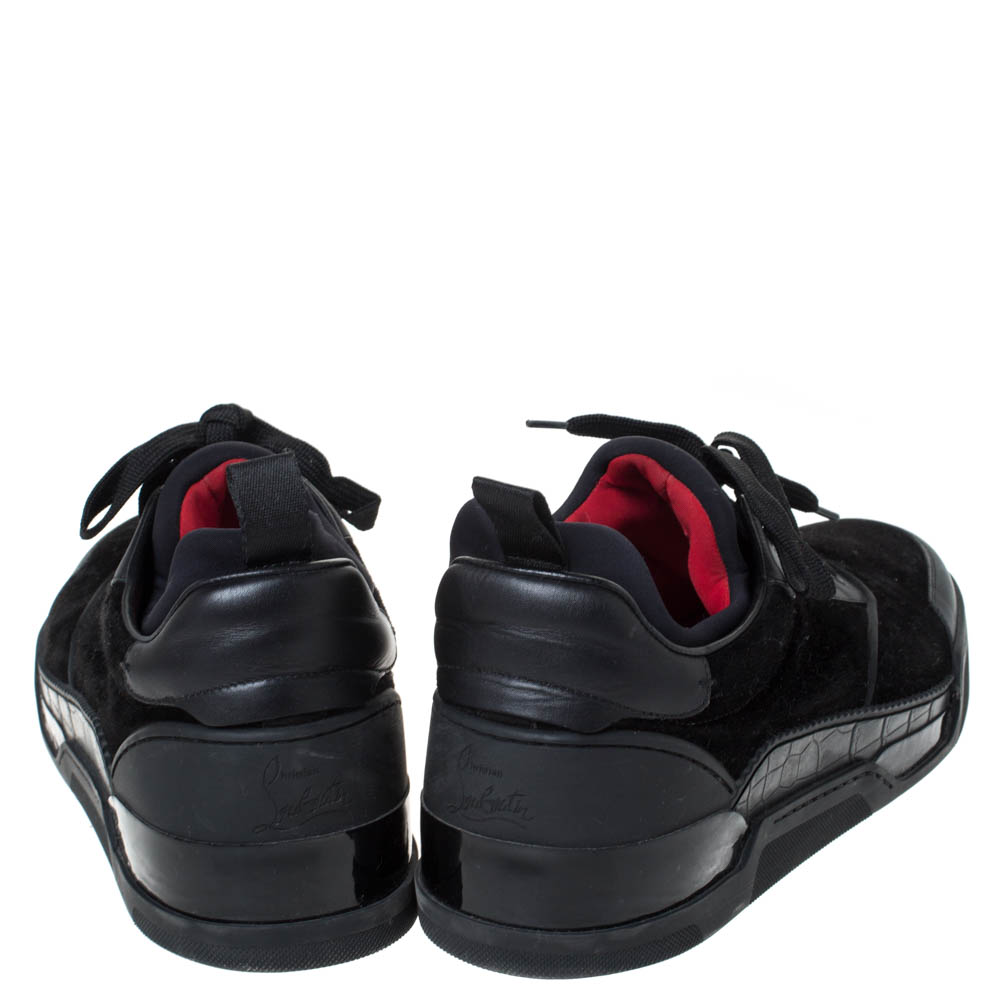 Christian Louboutin Black Leather, Suede and Fabric Aurelien Sneakers Size  43 Christian Louboutin
