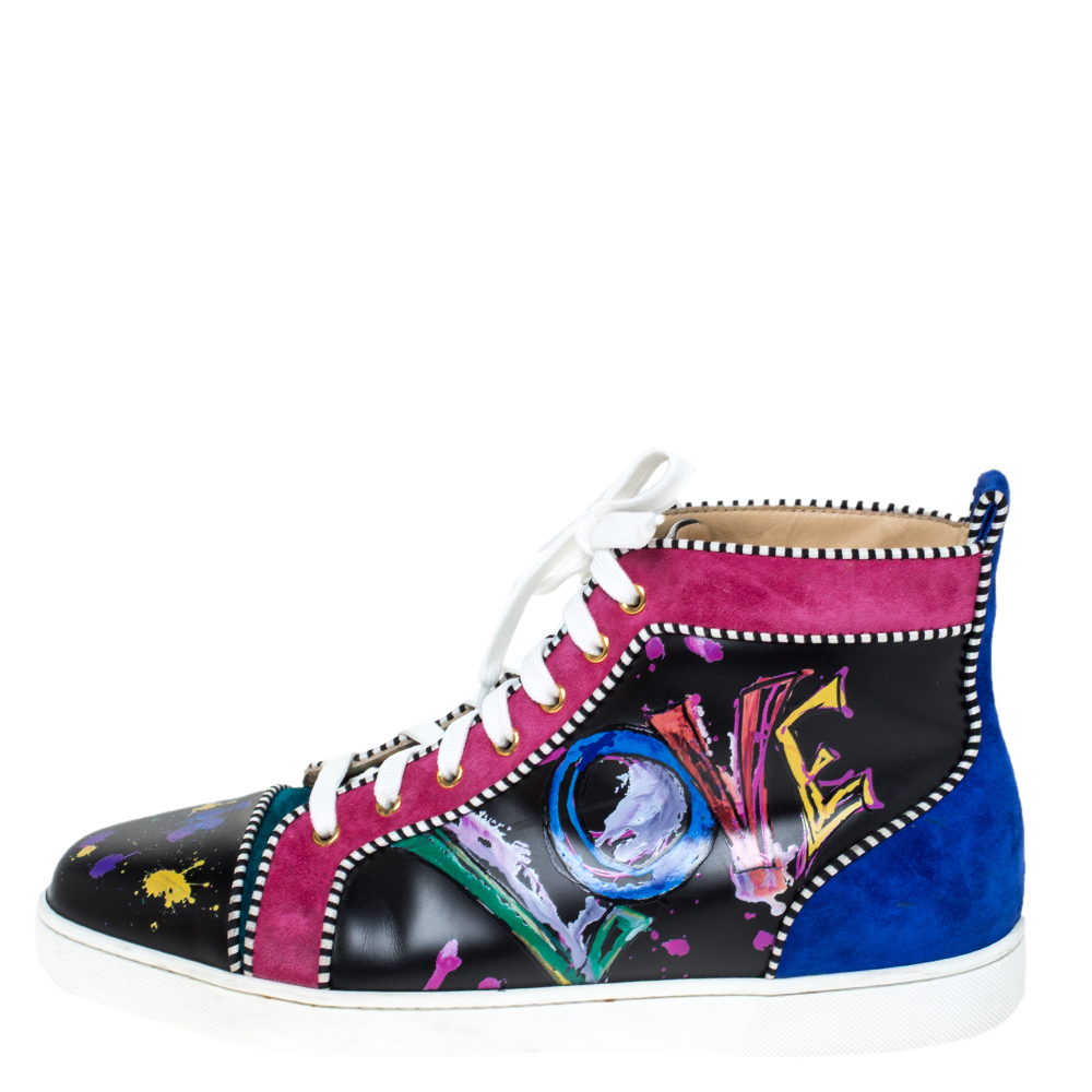 

Christian Louboutin Multicolor Leather And Suede Love Rantus Orlato High Top Sneakers Size
