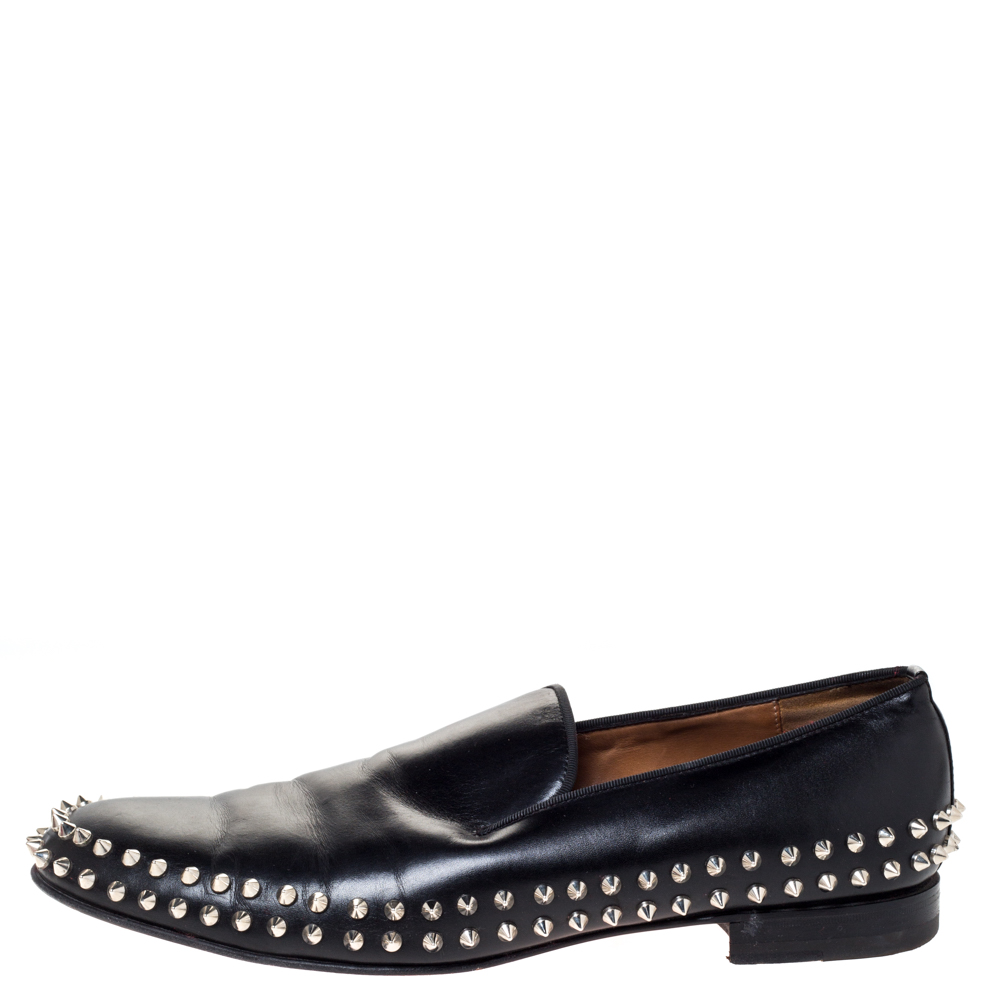 

Christian Louboutin Black Leather Rollerboy Spikes Flat Size