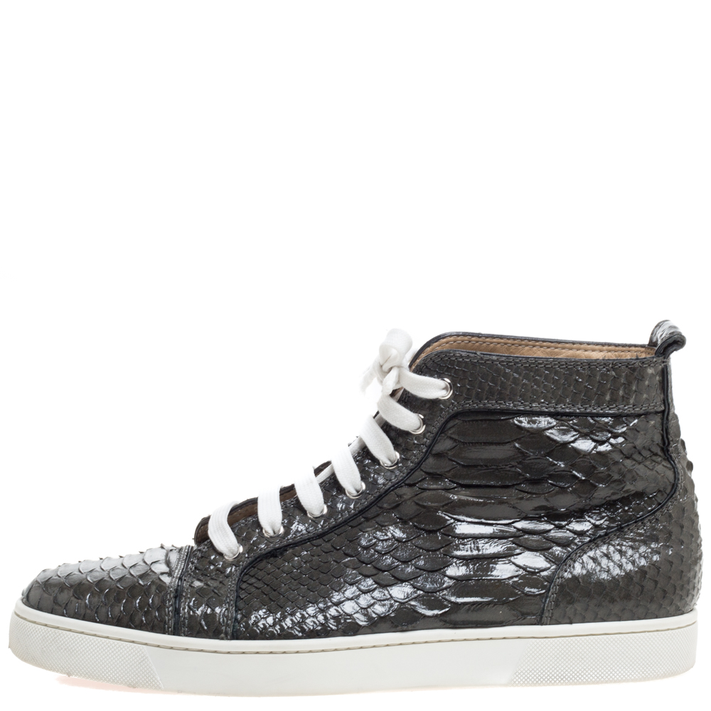 

Christian Louboutin Grey Python Louis High Top Sneakers Size