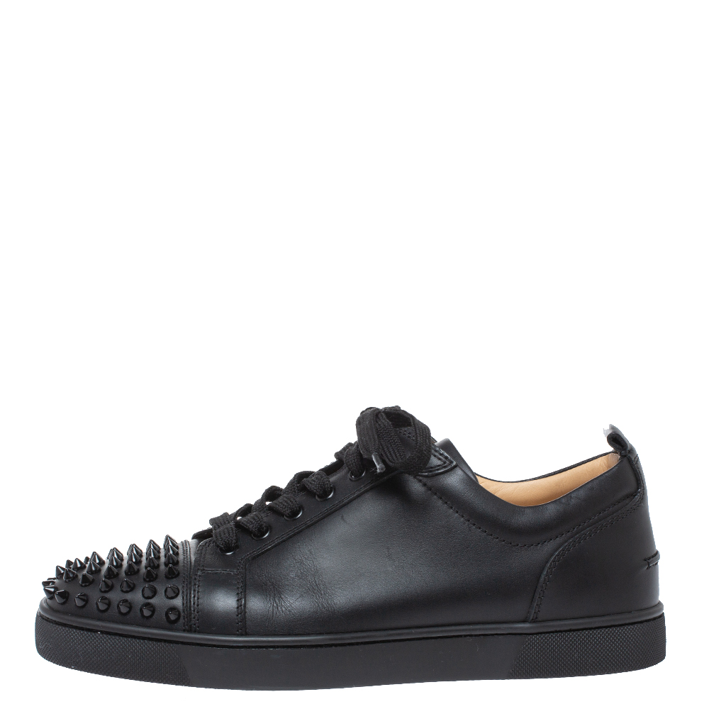 

Christian Louboutin Black Leeather Louis Junior Spikes Sneakers Size