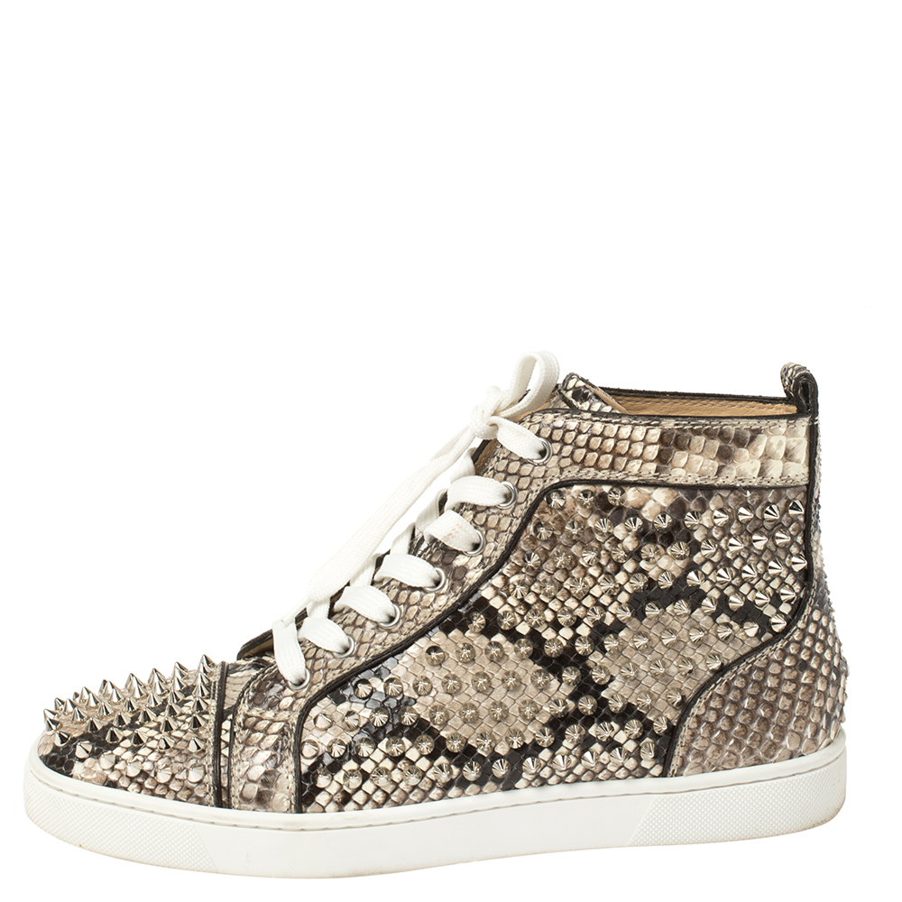 

Christian Louboutin Beige Spike Python Louis High Top Sneakers Size