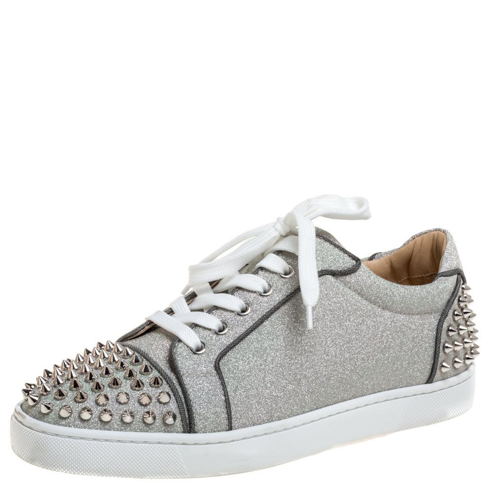 silver louboutin sneakers