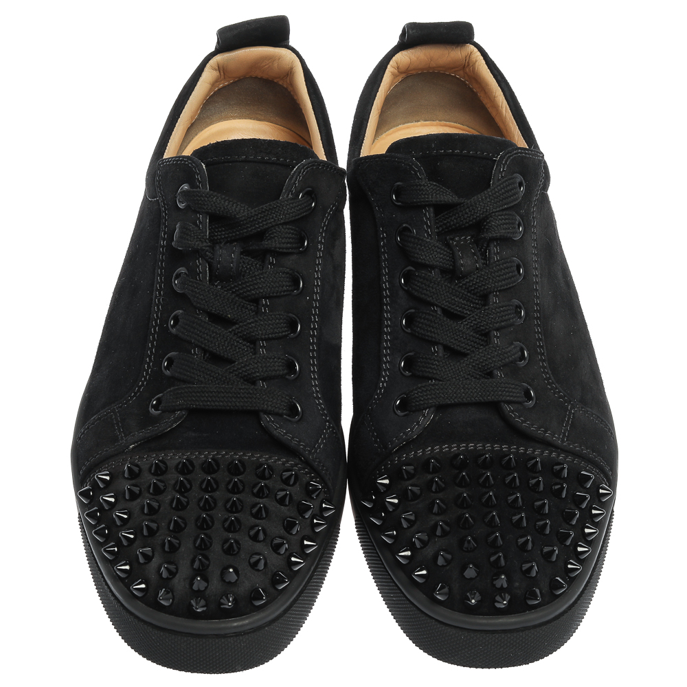 Louis junior spike low trainers Christian Louboutin Black size 40.5 EU in  Suede - 31154792
