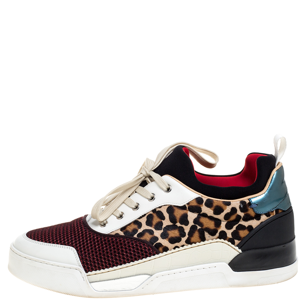 

Christian Louboutin Multicolor Leather and Fabric Aurelien Low Top Sneakers Size