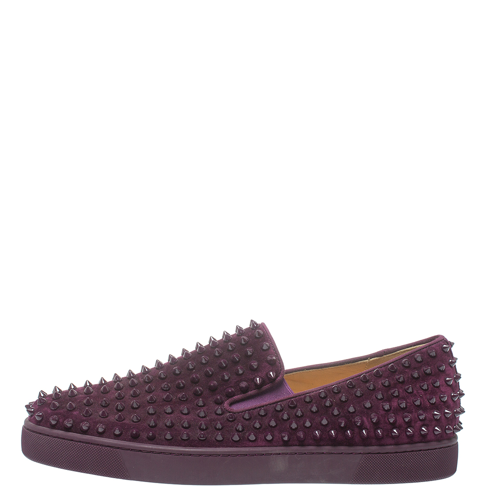 

Christian Louboutin Purple Suede Roller Boat Spikes Slip On Sneakers Size