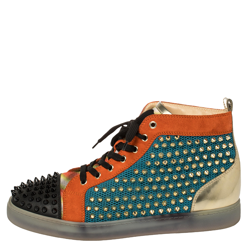 

Christian Louboutin Multicolor Mesh And Suede Lou Spikes Orlato Sneakers Size