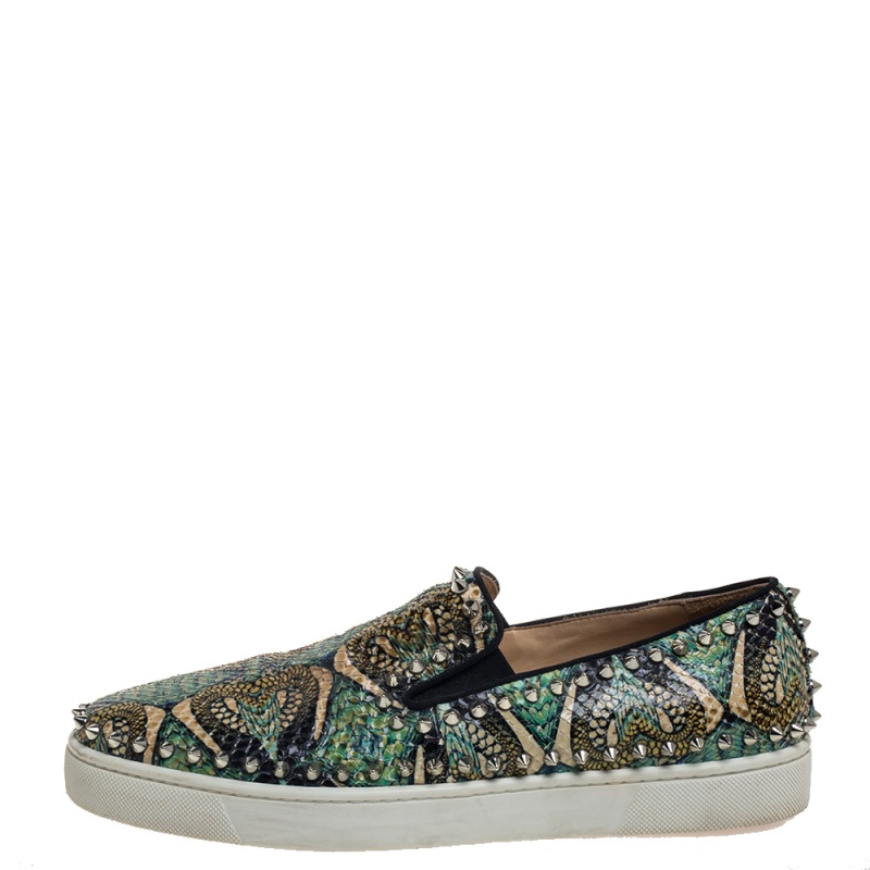 

Christian Louboutin Green Python Leather Stud Sneakers Size