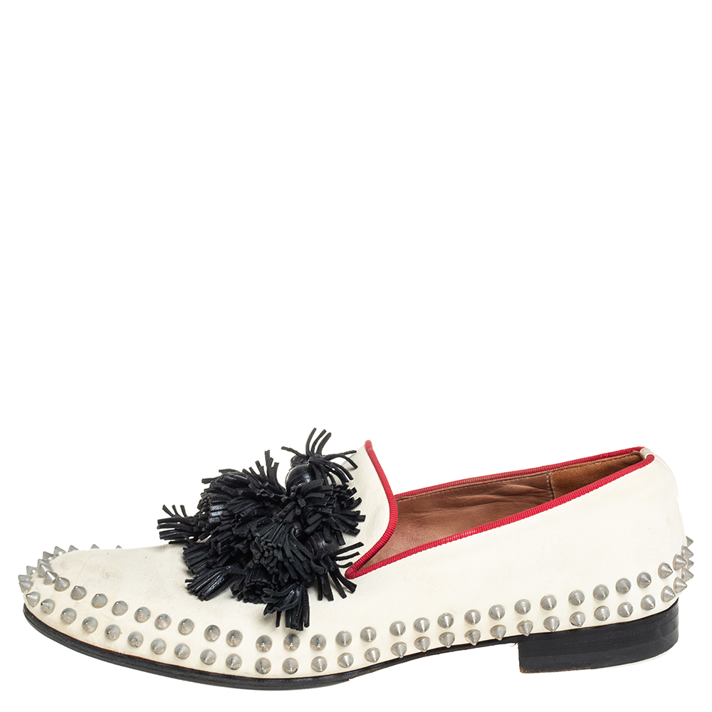 

Christian Louboutin Cream Leather Tassel Loafers Size