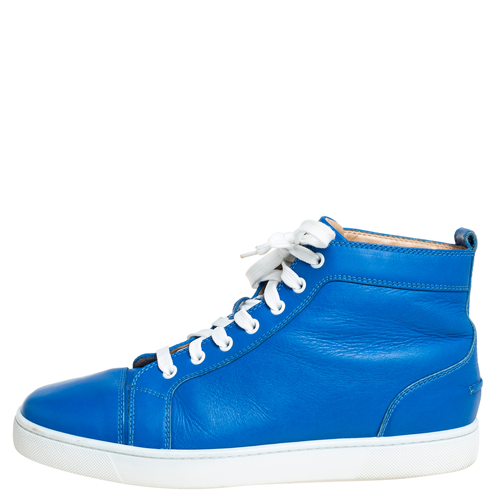

Christian Louboutin Blue Leather Louis Flat High Top Sneakers Size