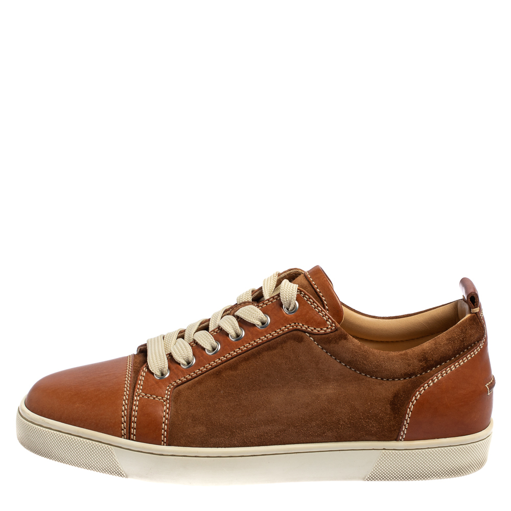 

Christian Louboutin Brown Leather and Suede Lace Up Sneakers Size