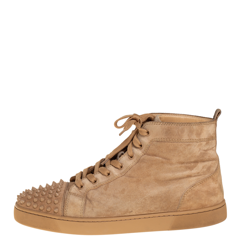 

Christian Louboutin Beige Suede Spikes High Top Sneakers Size