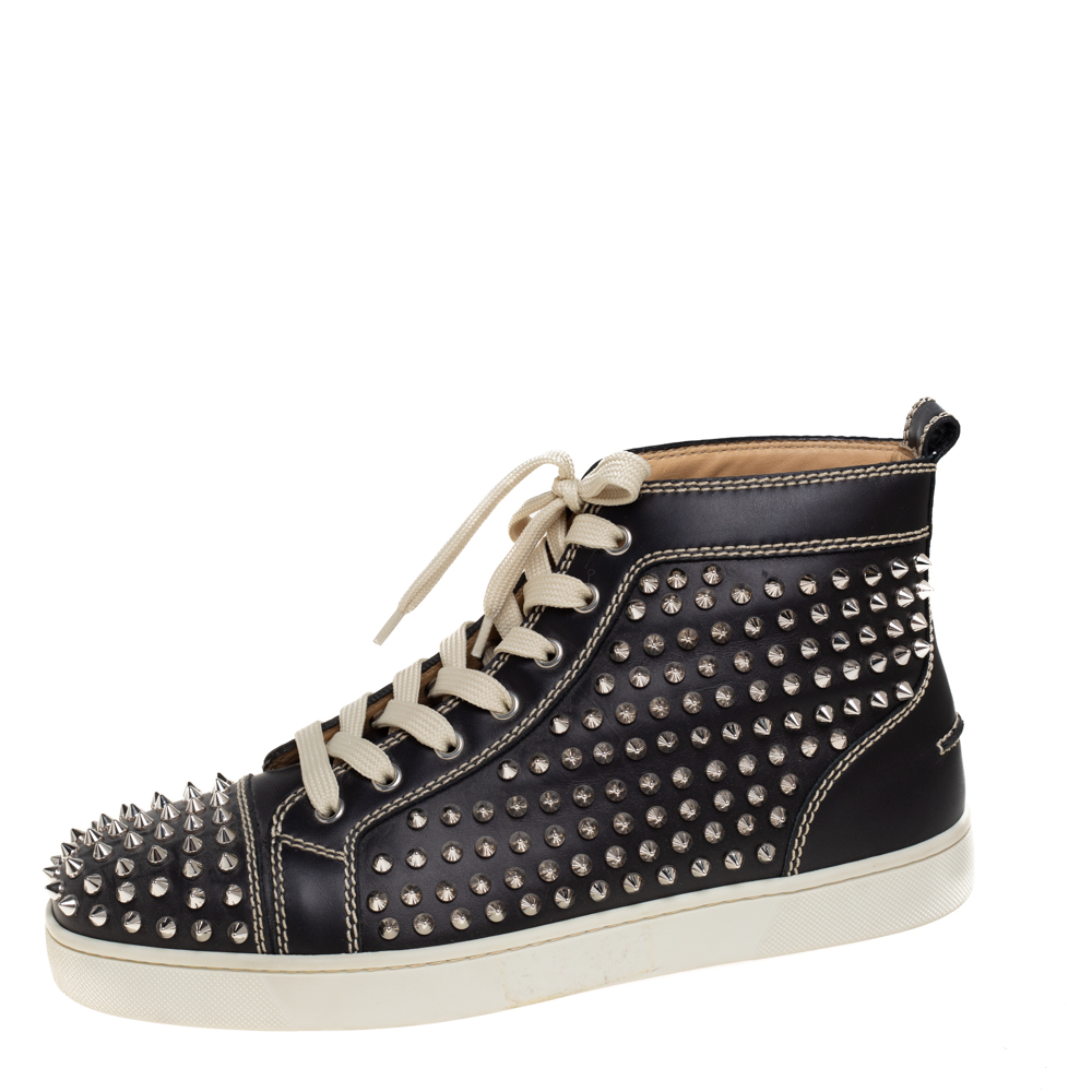 

Christian Louboutin Black Leather Louis Orlato Spiked Sneakers Size