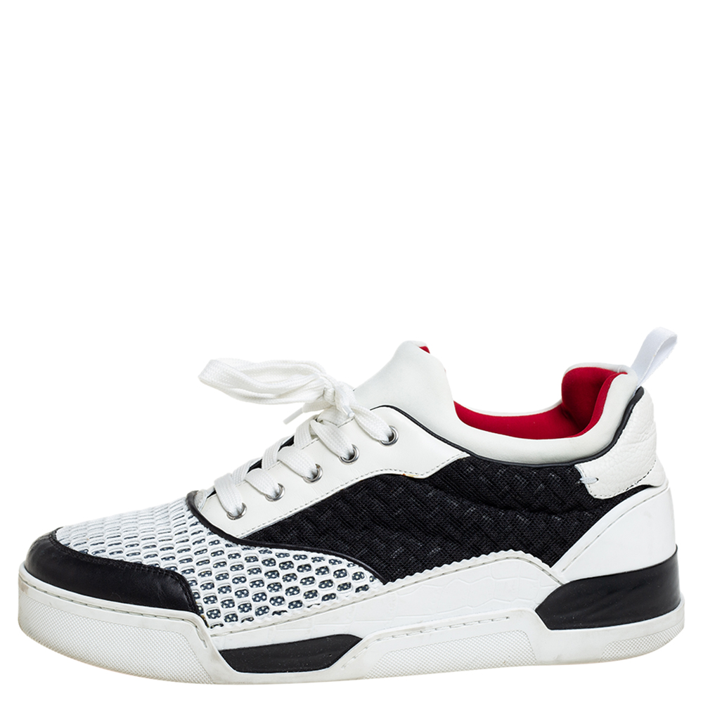 

Christian Louboutin White/Black Fabric And Mesh Low Top Sneaker Size