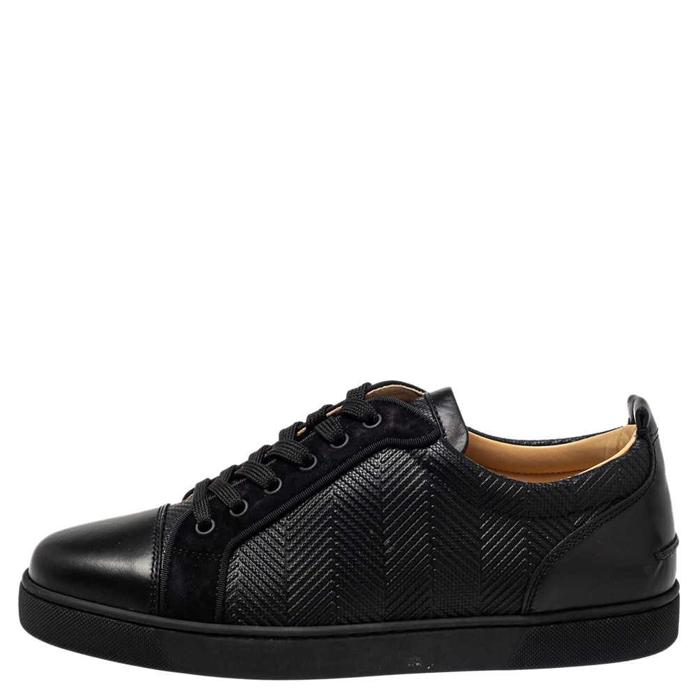 

Christian Louboutin Black Leather And Suede Low Top Sneakers Size