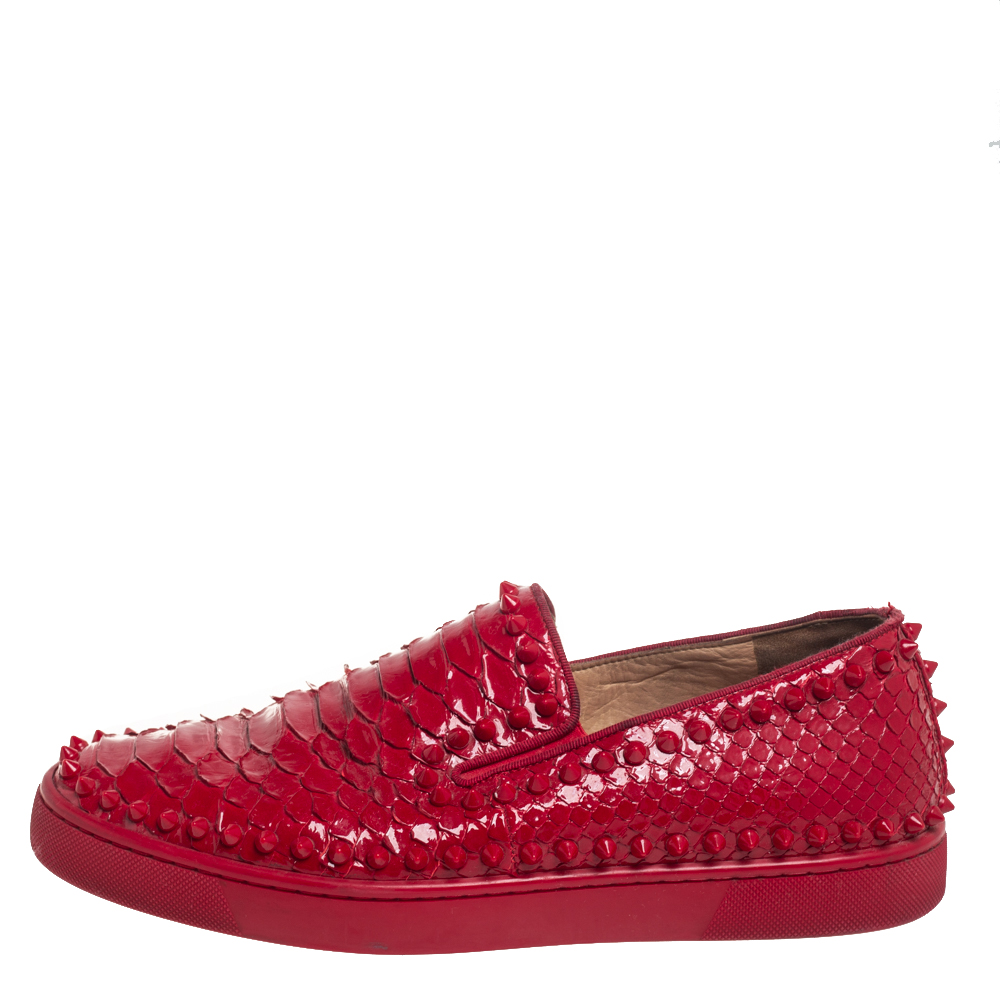 

Christian Louboutin Red Python Pik Boat Slip On Sneakers Size