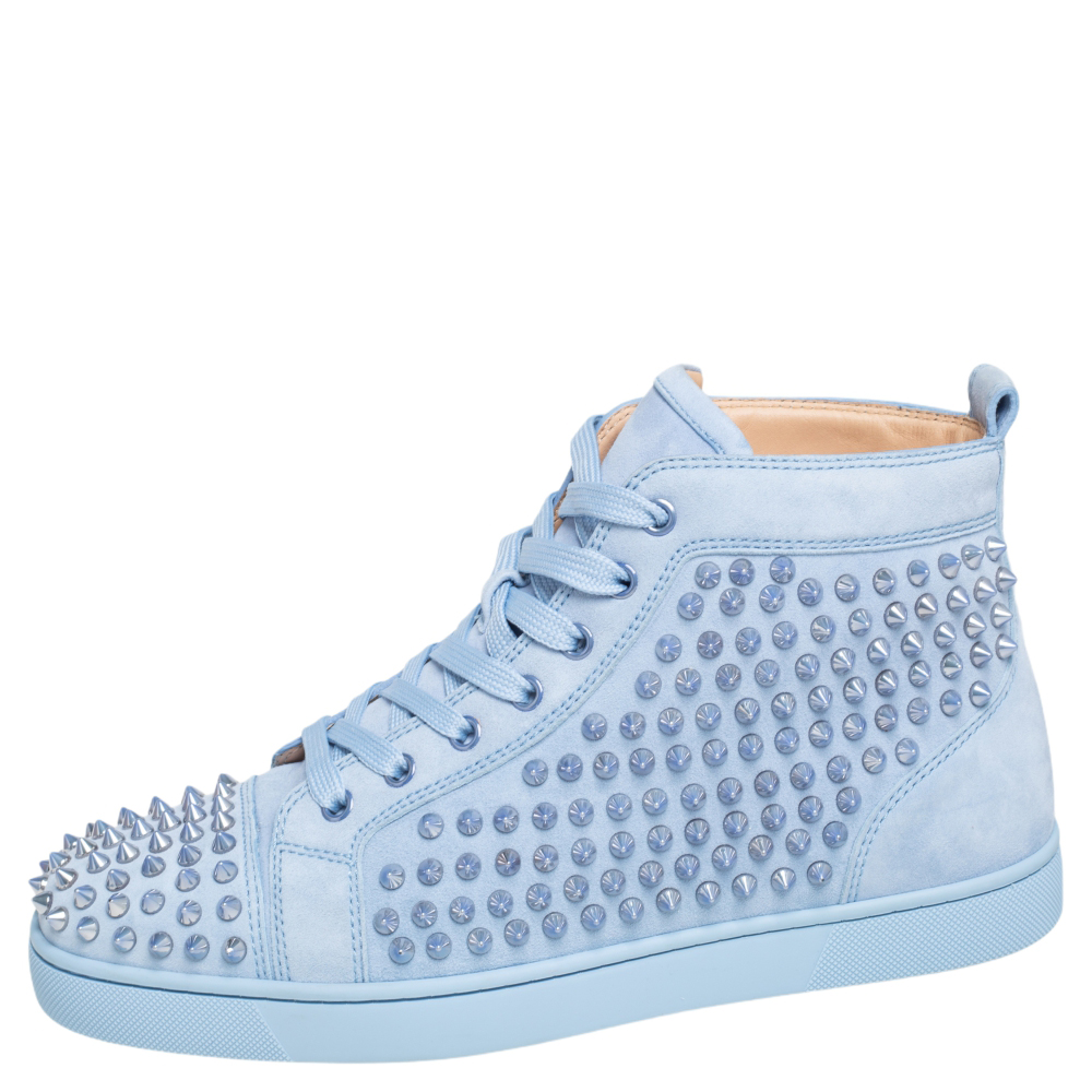 

Christian Louboutin Blue Suede Louis Spikes High Top Sneakers Size