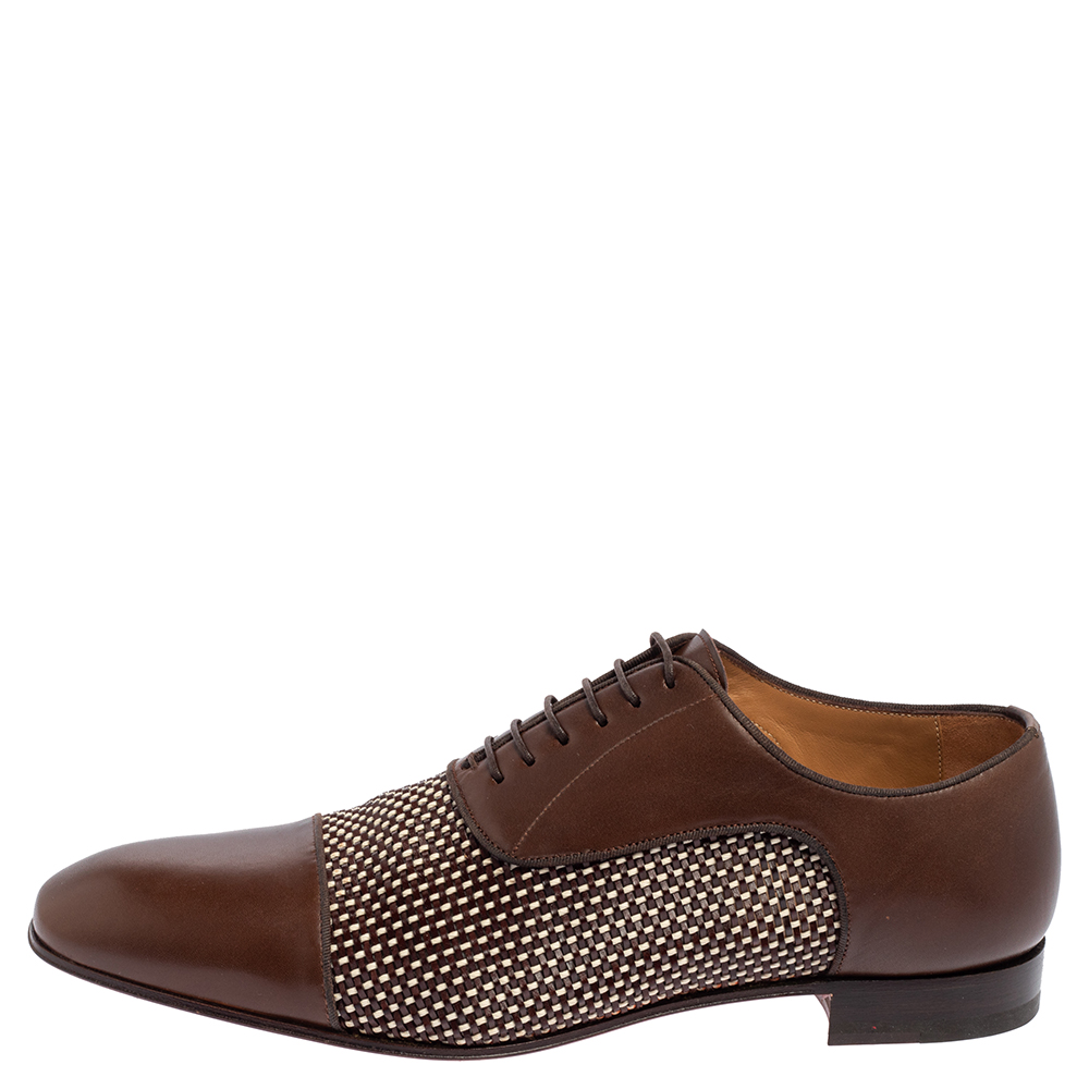 

Christian Louboutin Brown Woven Leather Greggo Lace Up Oxford Size