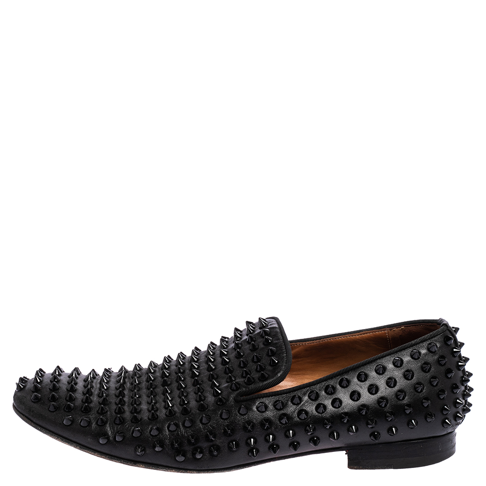 

Christian Louboutin Black Leather Roller Boy Spiked Loafers Size