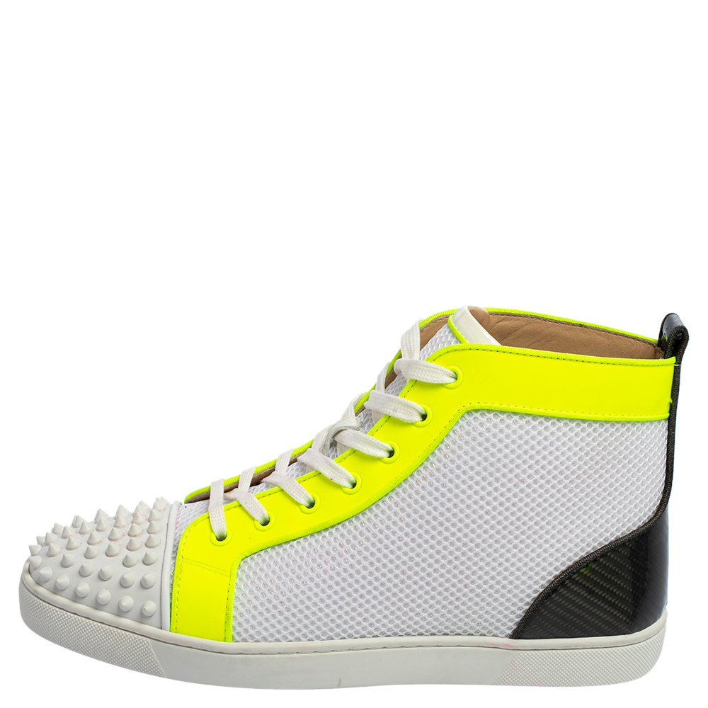 

Christian Louboutin Multicolor Knit Fabric And Patent Leather Lou Spikes Orlato Sneakers Size