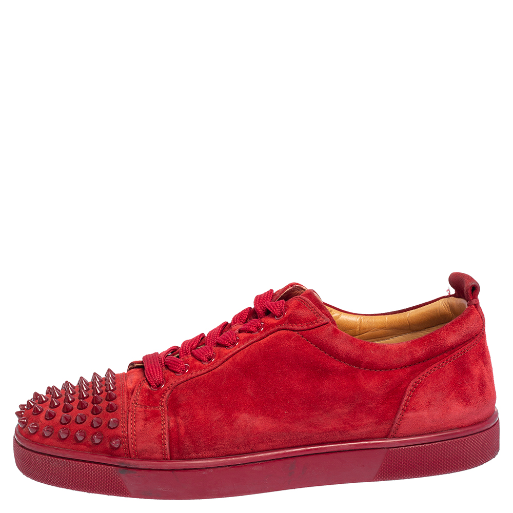 

Christian Louboutin Red Suede Vieira Spikes Low Top Sneakers Size