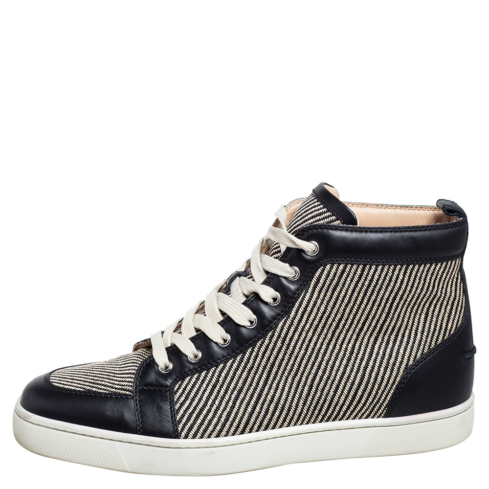 

Christian Louboutin Beige/Black Straw and Leather Rantus Sneakers Size