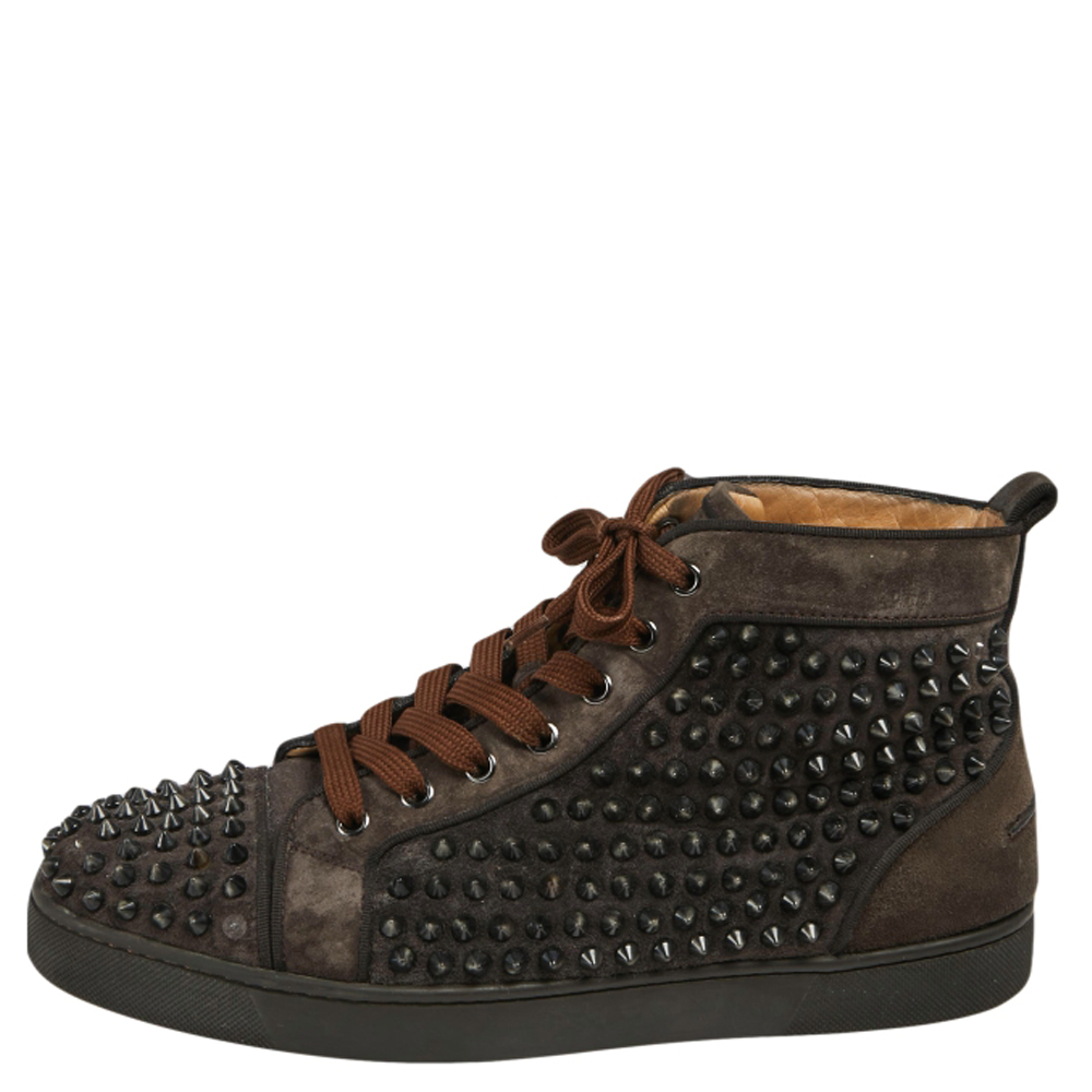 

Christain Louboutin Brown Suede Spike Accents Sneakers Size