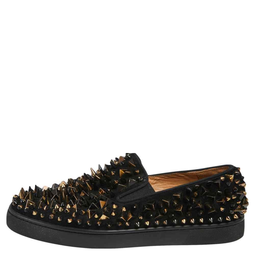 

Christain Louboutin Black Suede Spike Low Top Sneakers Size