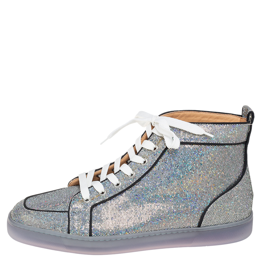 

Christian Louboutin Silver Glitter Disco Ball Rantus Orlato High Top Sneakers Size