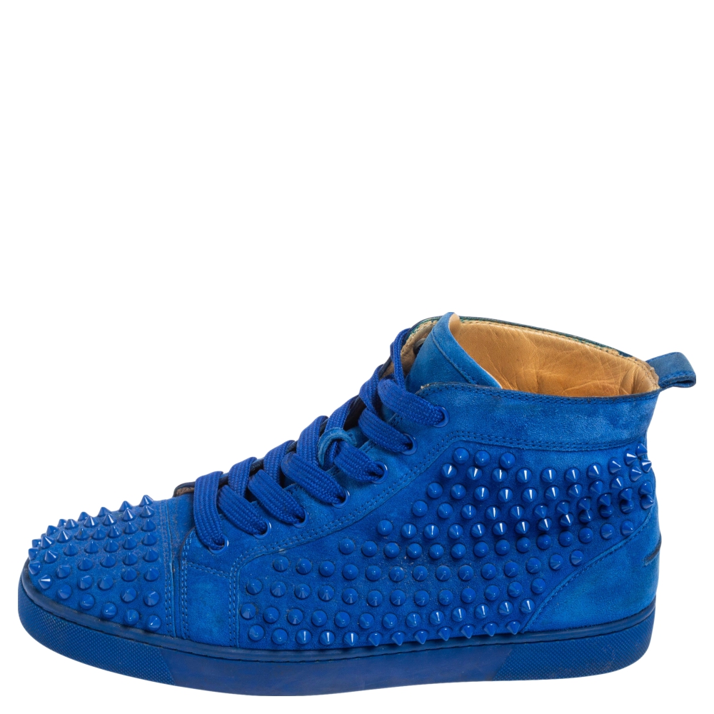

Christian Louboutin Blue Suede Louis Spikes High Top Sneakers Size